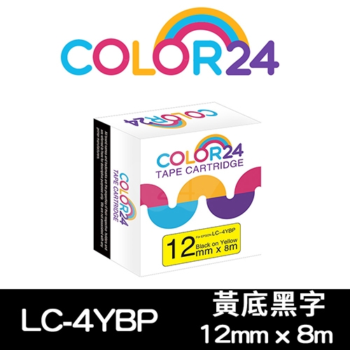 【COLOR24】for EPSON LC-4YBP / LK-4YBP 黃底黑字相容標籤帶(寬度12mm)