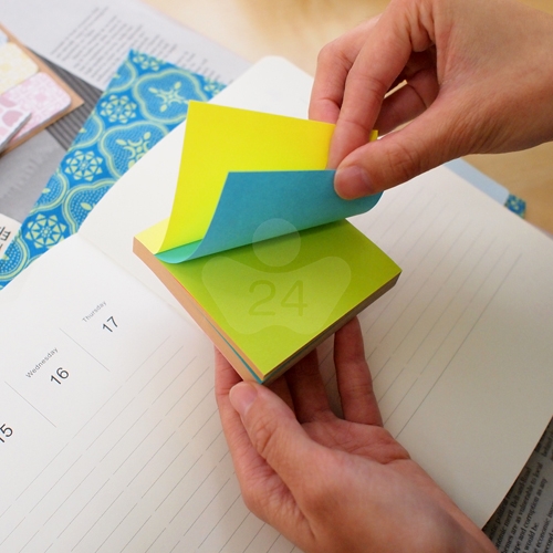 N次貼 3X3 四色循環便條紙單包 螢光黃+綠色+藍色+粉色 (100張/本)  - 61165