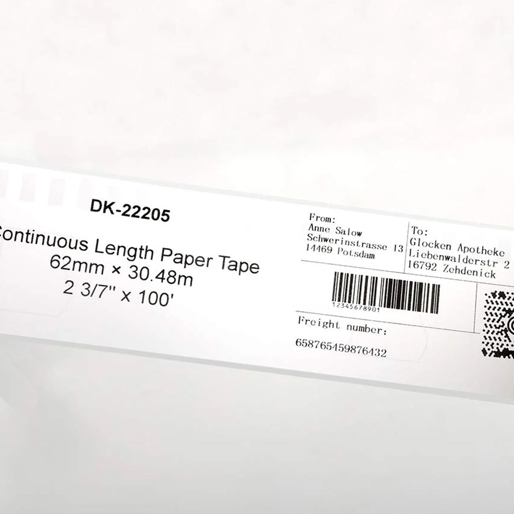 【COLOR24】for Brother DK-22205 紙質白底黑字連續相容標籤帶 (寬度62mm) / 6入組