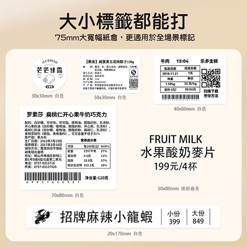 NIIMBOT精臣 B31 升級版 多點連結 大尺寸熱感應標籤機 淺沙 (適用20-75mm標籤帶)