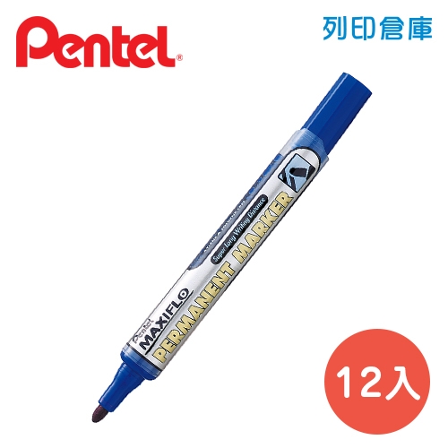 PENTEL飛龍 NLF50-C 藍色 直液式後壓 圓頭油性筆 12入/盒