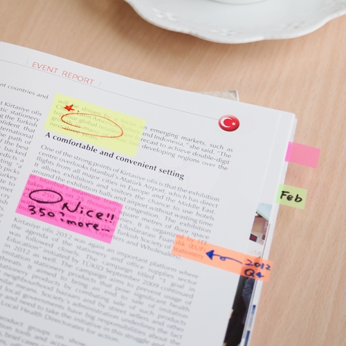 N次貼 45x12mm 螢光透明標籤 箭頭5色 (25張X5條) -66503