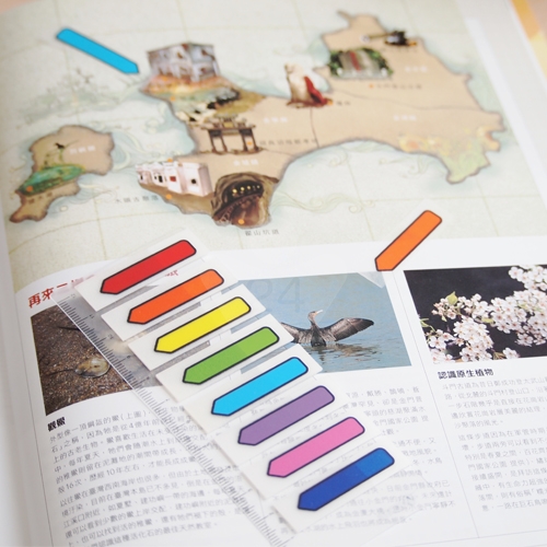 N次貼 45x12mm 螢光透明標籤 黑框箭頭5色 (20張X5條) -66509