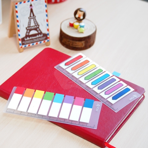 N次貼 45x12mm 螢光透明標籤 黑框箭頭5色 (20張X5條) -66509