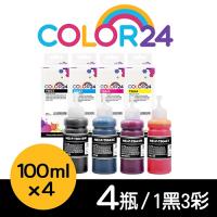 【COLOR24】for EPSON T664100／T664200／T664300／T664400 (100ml) 增量版 相容連供墨水超值組(1黑3彩)