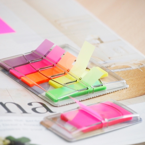 N次貼 45x12mm 抽取式透明標籤 螢光5色 (40張X5條) -66002