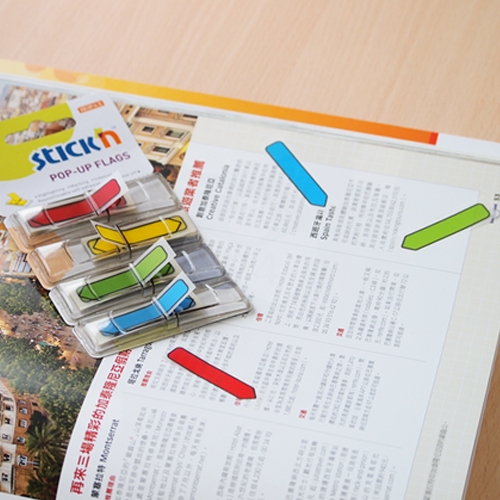 N次貼 45x12mm 抽取式箭頭5色透明標籤  (30張X5條) -66003