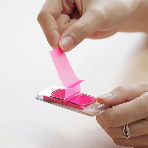 N次貼 45x12mm 抽取式SIGN HERE 5色透明標籤  (30張X5條) -66004