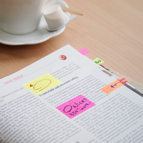 N次貼 45x12mm 抽取式SIGN HERE 5色透明標籤  (30張X5條) -66004