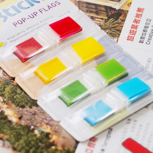 N次貼 45x12mm 抽取式透明標籤 螢光4色 (40張X4條) -66017