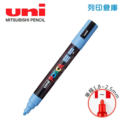 UNI三菱 POSCA PC-5M.SB 圓頭 中字丸芯 水性壓克力顏料筆 不透明水性麥克筆 48天空藍色
