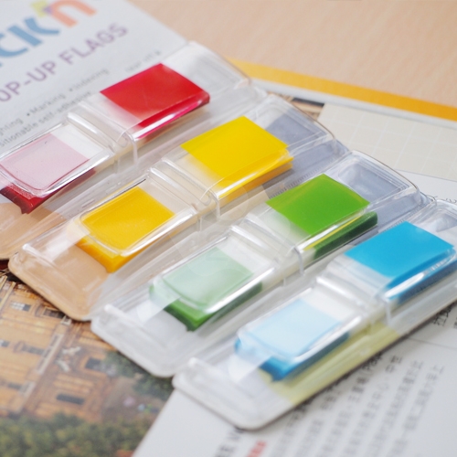 N次貼 45x12mm 抽取式透明標籤 色塊4色 (30張X4條) -66020