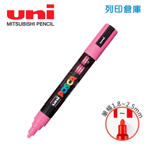 UNI三菱 POSCA PC-5M.P 圓頭 中字丸芯 水性壓克力顏料筆 不透明水性麥克筆 13粉紅色