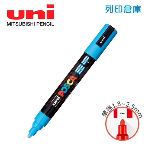 UNI三菱 POSCA PC-5M.LL 圓頭 中字丸芯 水性壓克力顏料筆 不透明水性麥克筆 8淺藍色