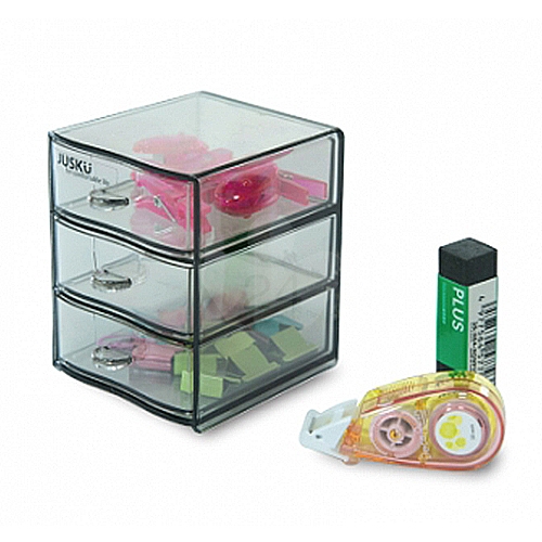 佳斯捷 NO.1213 小紀香三層收納盒 透明黑色 2個