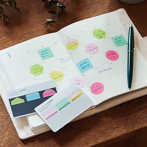 【日本文具】Kanmido甘美堂 Coco Fusen CARD SH CFC-8005 限量版3色攜帶式標籤貼SH 便利貼 索引貼 造型便利貼 寬22～22.5mm 貓咪 - 21張x3色(綠/藍/粉) / 卡