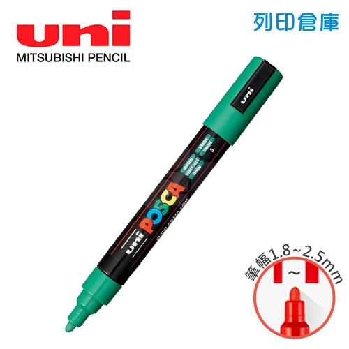 UNI三菱 POSCA PC-5M.G 圓頭 中字丸芯 水性壓克力顏料筆 不透明水性麥克筆 6綠色