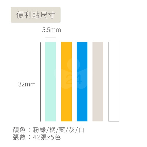 【日本文具】Kanmido甘美堂 Coco Fusen CARD S CFC-8004 限量版5色攜帶式標籤貼S 便利貼 索引貼 5.5x32mm 企鵝 - 42張x5色(粉綠/橘/藍/灰/白) / 卡