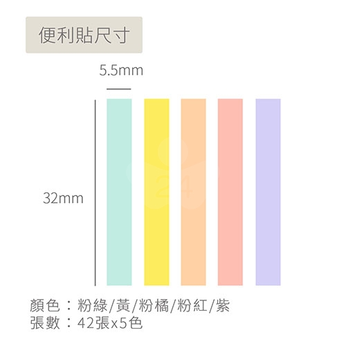 【日本文具】Kanmido甘美堂 Coco Fusen CARD S CFC-8003 限量版5色攜帶式標籤貼S 便利貼 索引貼 5.5x32mm 刺蝟 - 42張x5色(綠/黃/橘/粉/紫) / 卡