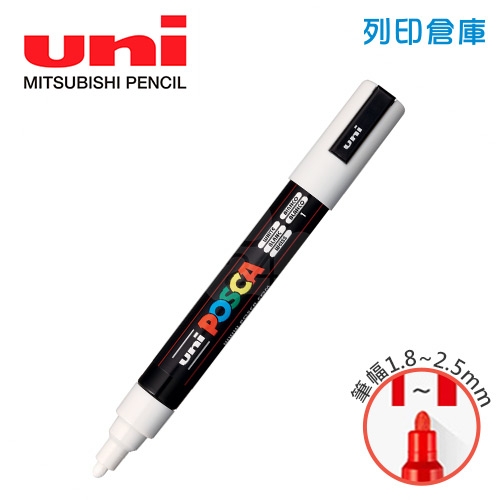 UNI三菱 POSCA PC-5M.W 圓頭 中字丸芯 水性壓克力顏料筆 不透明水性麥克筆 1白色