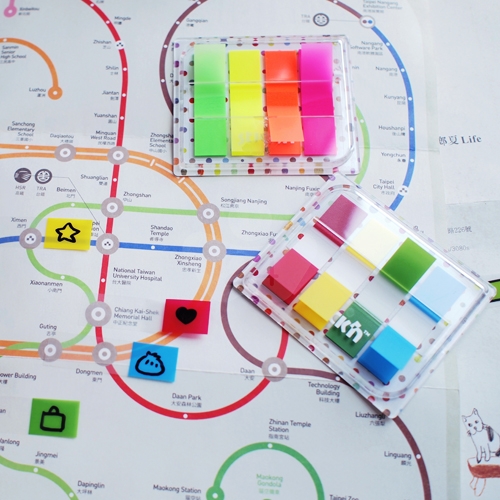 N次貼 45x12mm 抽取式透明標籤 螢光4色 (20張X4條) -66031