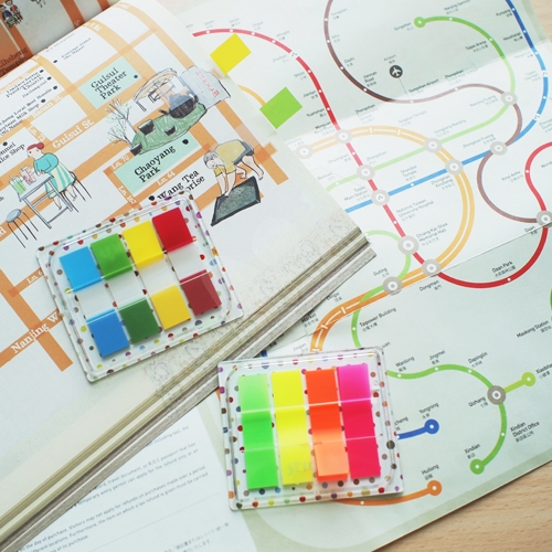 N次貼 45x12mm 抽取式透明標籤 螢光4色 (20張X4條) -66031