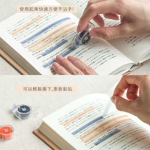 【日本文具】Kanmido甘美堂 COLOR Canary HM-1014 可撕記號筆 可撕記號標籤貼 立可帶式螢光筆 可撕除標籤膠帶 劃重點神器 (6mm x 5m) - 粉紅米色 / 個