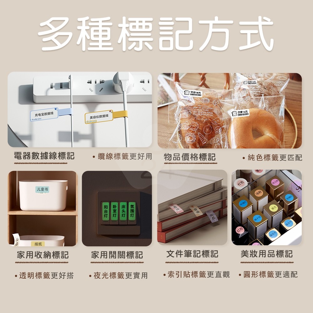 NIIMBOT精臣 D系列 H1S 適用 / 35x14mm 卡通姓名貼 卡通標籤貼 卡娜赫拉的小動物標籤帶 杯子蛋糕 ( 170張 / 2種圖案 )