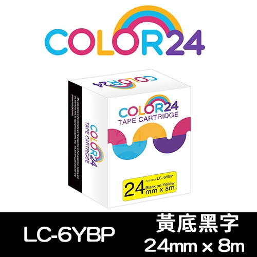 【COLOR24】for EPSON LC-6YBP / LK-6YBP 黃底黑字相容標籤帶(寬度24mm)