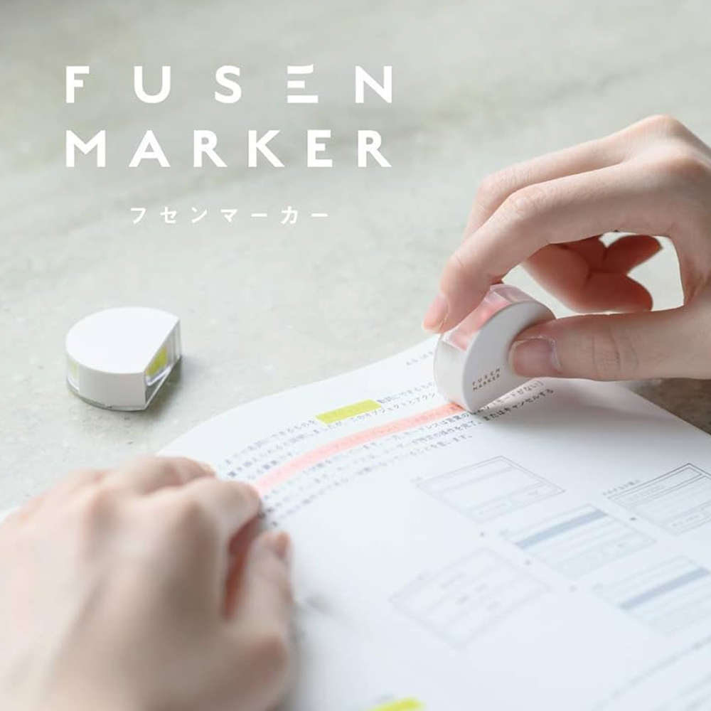 【日本文具】Kanmido甘美堂 Fusen marker FM-1001 COLOR螢光記號標籤貼 立可帶式螢光筆 可撕除標籤膠帶 劃重點神器 (6mm x 5m) 綠色 - 1個