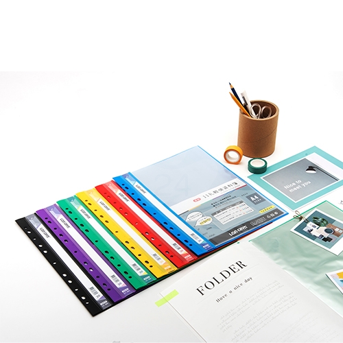 連勤 LC-383 輕便 11孔資料簿（附名片袋） A4／30頁－黑色1本