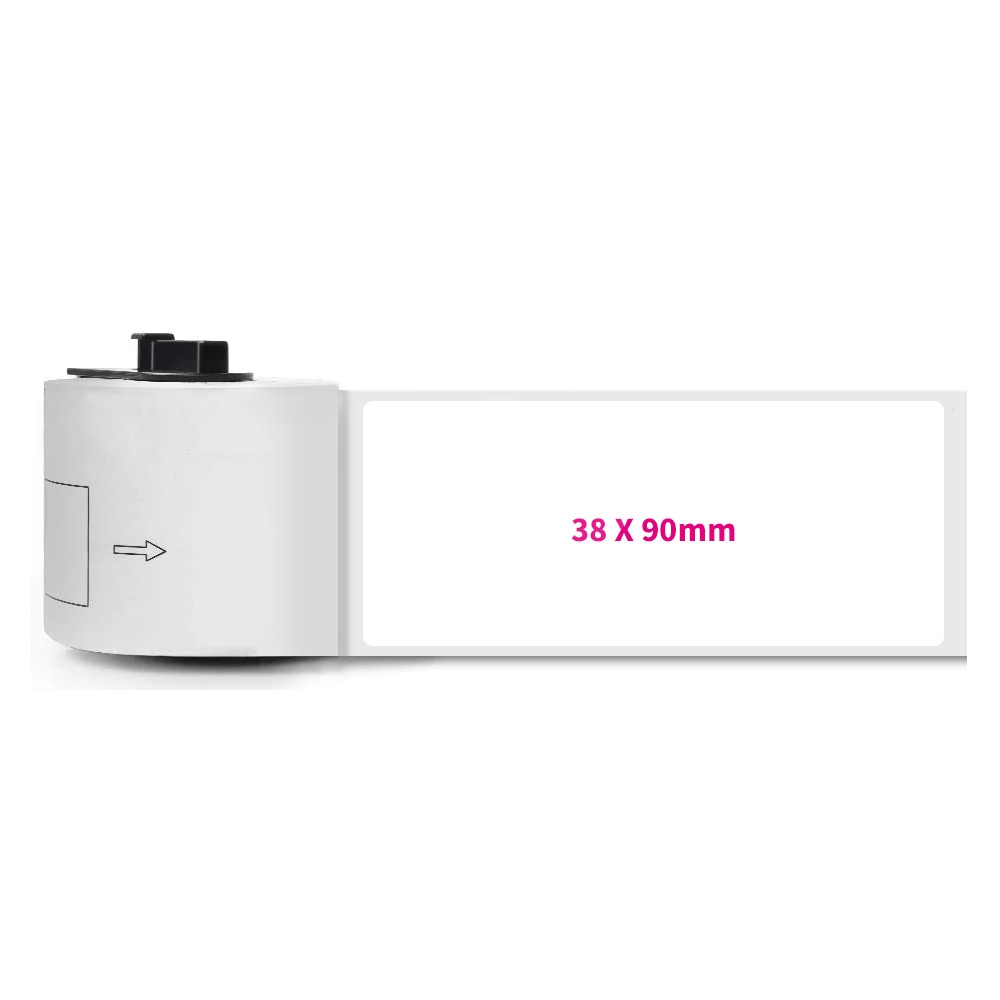 Brother DK-11208 紙質白底黑字定型標籤帶 (38 X 90mm)
