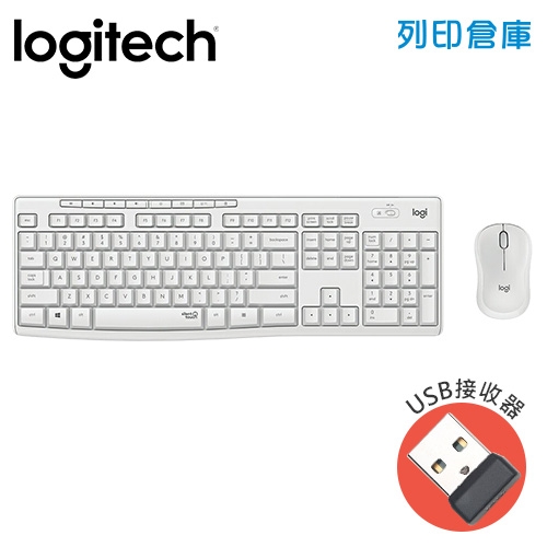 Logitech羅技 MK295 靜音鍵鼠組-珍珠白(USB接收器)