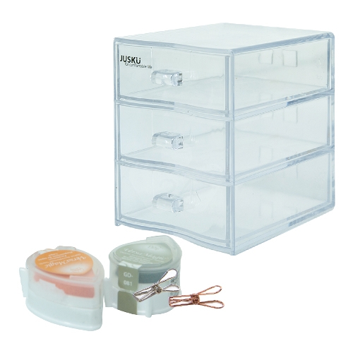 佳斯捷 1221 中紀香收納盒 透明三層抽屜收納櫃 -顏色隨機1個