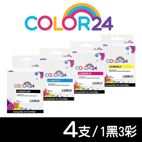 【COLOR24】for BROTHER LC462XL-BK/C/M/Y 高容量相容墨水匣超值組（1黑3彩）