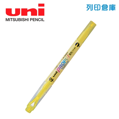 UNI 三菱 PUS-102T 雙頭螢光筆 黃色 1支
