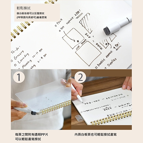 【日本文具】Gakken學研 Write White D065-23  B7 MINI隨身便條白板空白筆記本附白板筆 便條本 可擦筆記本-粉紅