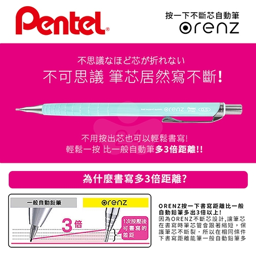 【日本文具】PENTEL飛龍 ORENZ XPP505-GD 薄荷綠 0.5 不斷芯自動鉛筆 1支