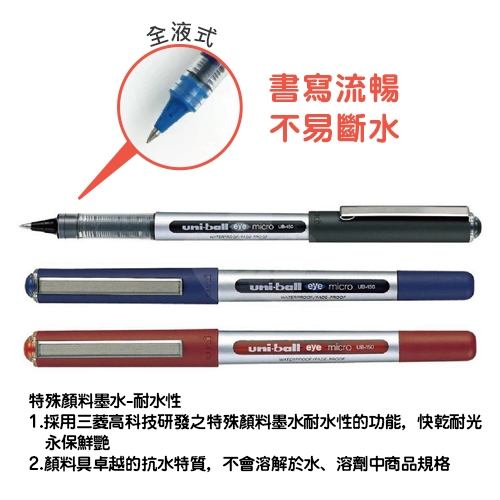 UNI三菱 UB-150 藍色 0.5mm 全液式耐水鋼珠筆 1支