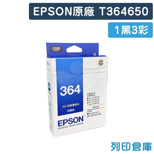 EPSON T364650 (NO.364) 原廠超值量販包墨水匣(1黑3彩)