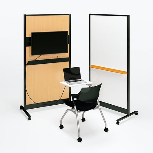 PLUS普樂士 WBC-0918MMK-D1 WBC 木紋鋼面雙面移動式屏風白板 木紋白板