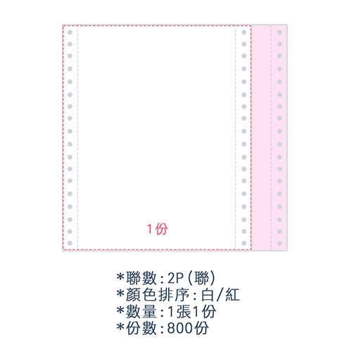 【電腦連續報表紙】 80行 9.5*11*2P 白紅/ 雙切 全張 /超值組3箱(足量800份/箱)