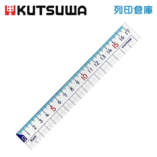 【日本文具】KUTSUWA STAD HS17A 算術定規透明直尺 方格直尺－17cm／透明