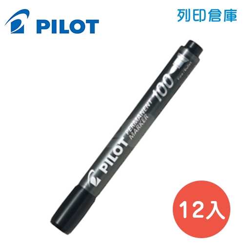 PILOT 百樂 SCA-100 黑色 1mm 100型麥克筆(圓頭) 12支/盒