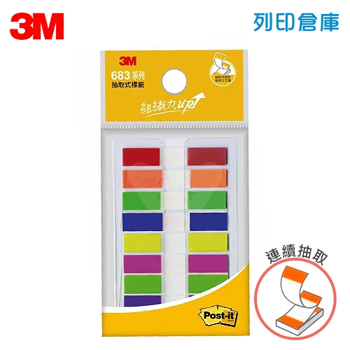 3M 683-8C 利貼可再貼 連續抽取式 指示標籤貼44x8mm (10張x8色)