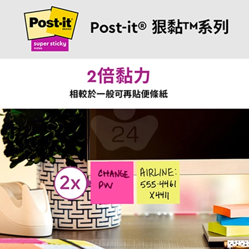 3M 653-CY PPK 狠粘利貼便條紙 便利貼 38x50mm 黃粉 (100張x2本)