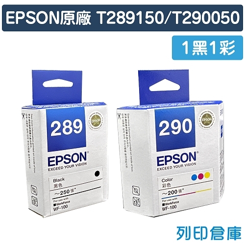 EPSON T289150 / T290050 (C13T289150 / C13T290050) (NO.289 / NO.290) 原廠墨水匣超值組(1黑1彩)