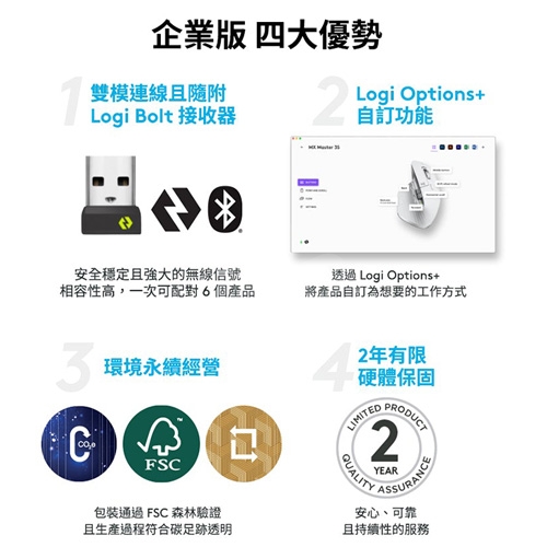 Logitech羅技 (藍芽/USB) MK650 企業版 商務用低噪音 藍芽省電無線鍵盤滑鼠組 - 黑色