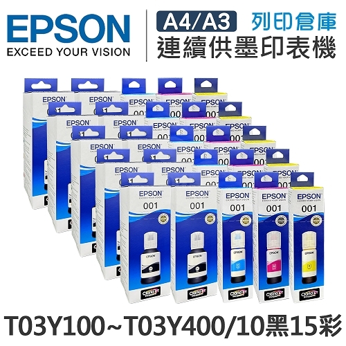 EPSON T03Y100 / T03Y200 / T03Y300 / T03Y400 原廠盒裝墨水組(10黑15彩)