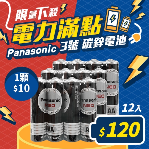 Panasonic國際牌 3號 碳鋅電池4入 - 3組